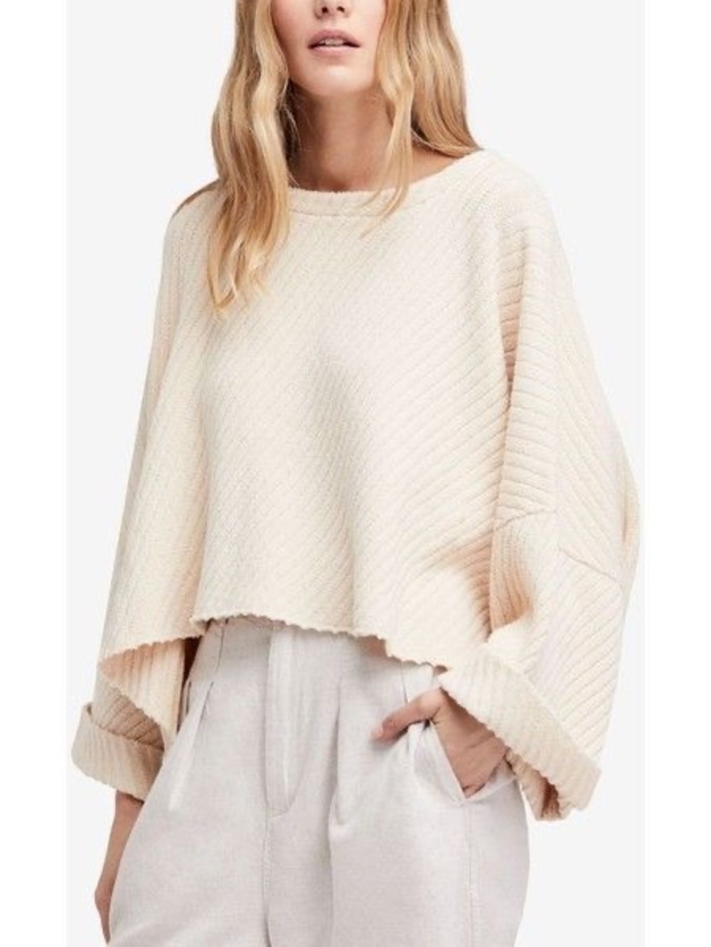 Free People | “I can’t Wait” oversized Sweater in Light Beige Sz S